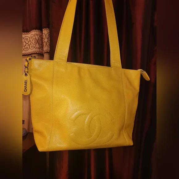 SALE! RARE Chanel Caviar CC Logo Shopping Tote bag Handbag Shoulder Bag - Picture 5 of 15